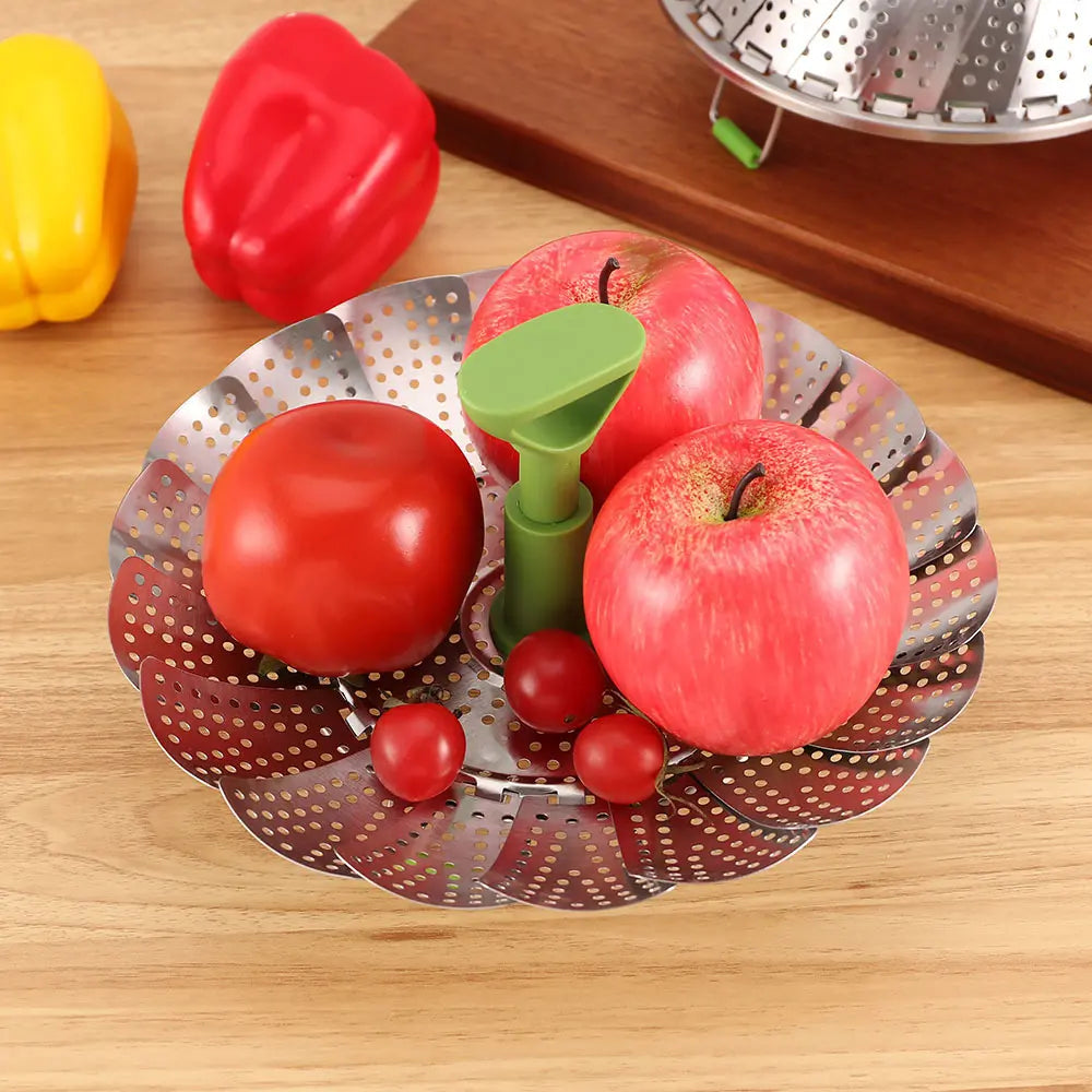 Expandable Stainless Steel Steamer Basket with Handle