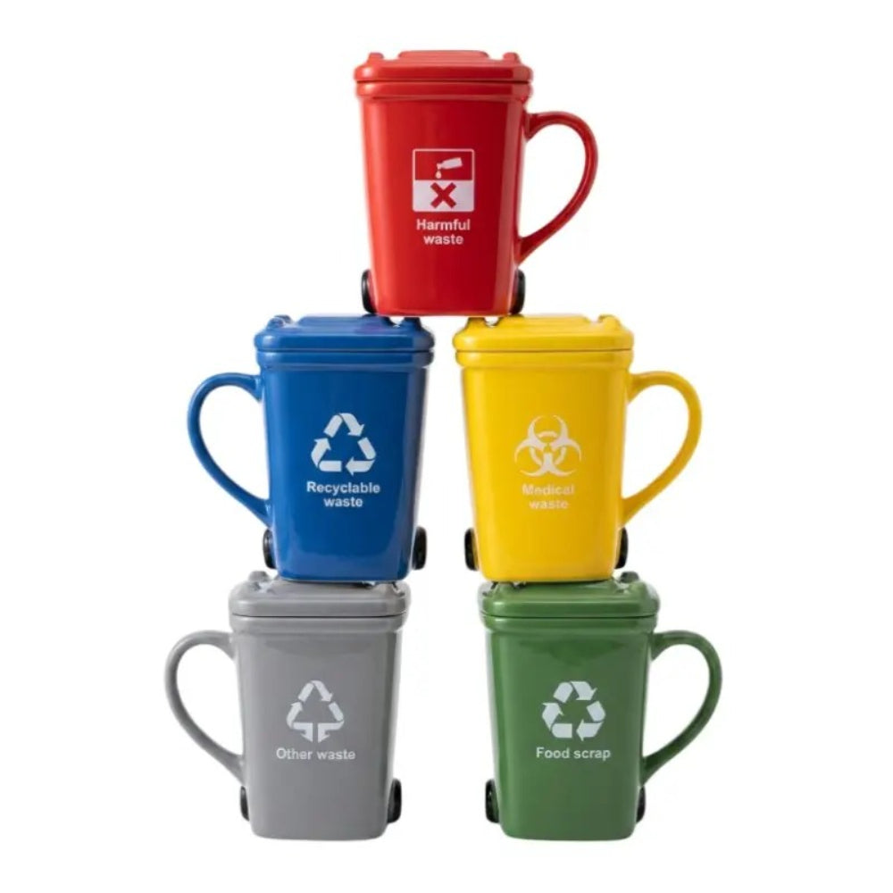 Trash Can Ceramic Mug – Funny Novelty Coffee Cup