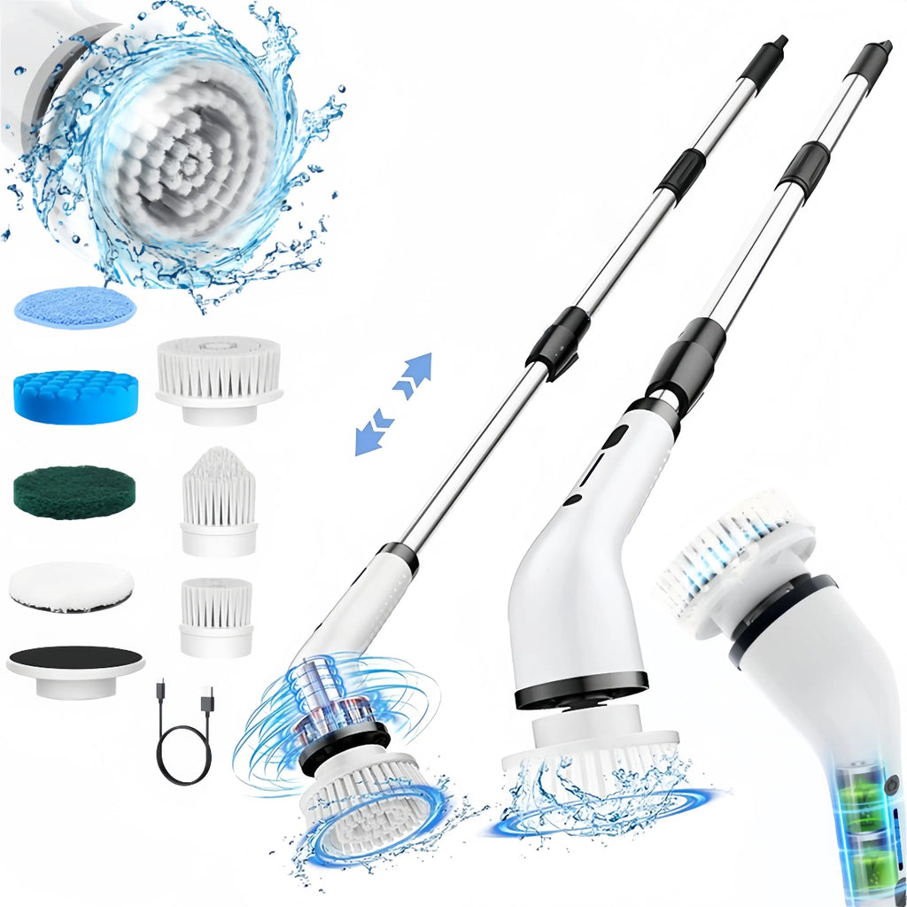 Cordless Electric Spin Scrubber with 8 Brush Heads