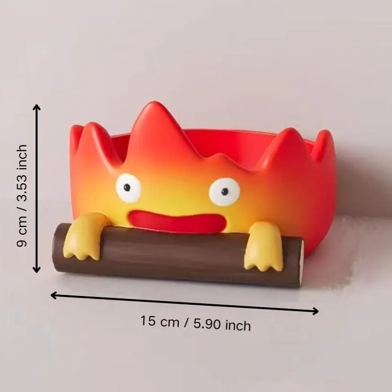 Cute Flame Desk Organizer Tray – Cartoon Key Holder & Desktop Storage Dish