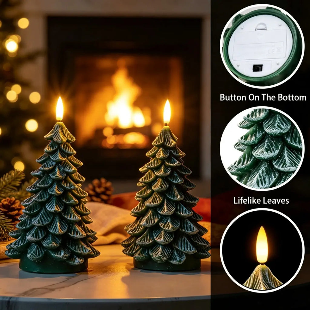2-Pack Flameless Christmas Tree Candles with Timer