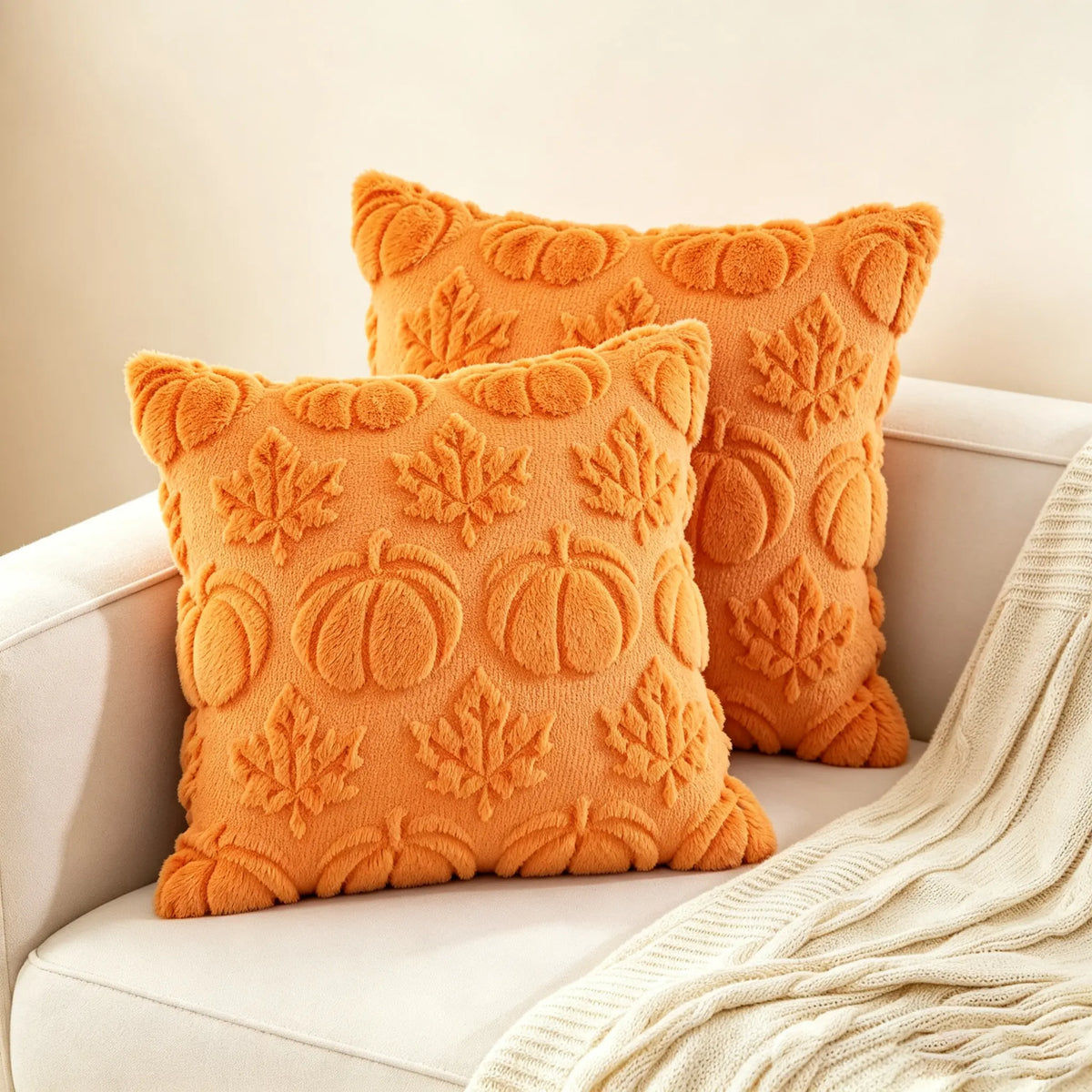 Embroidered Pumpkin Halloween Pillow
