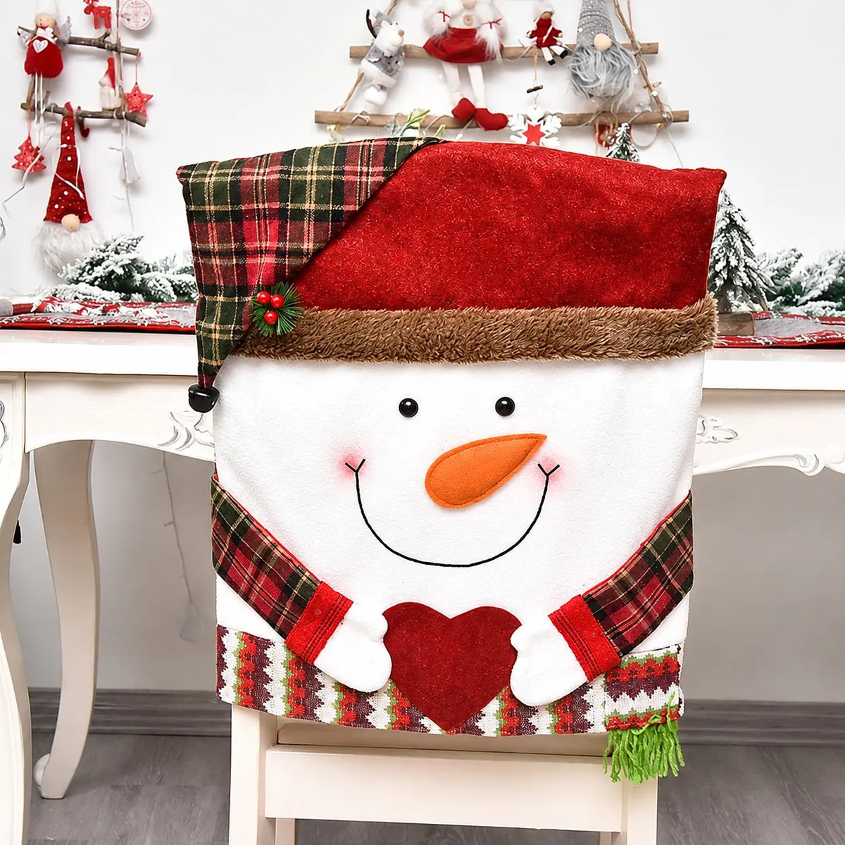 Christmas Character Chair Back Cover – Santa, Snowman & Reindeer