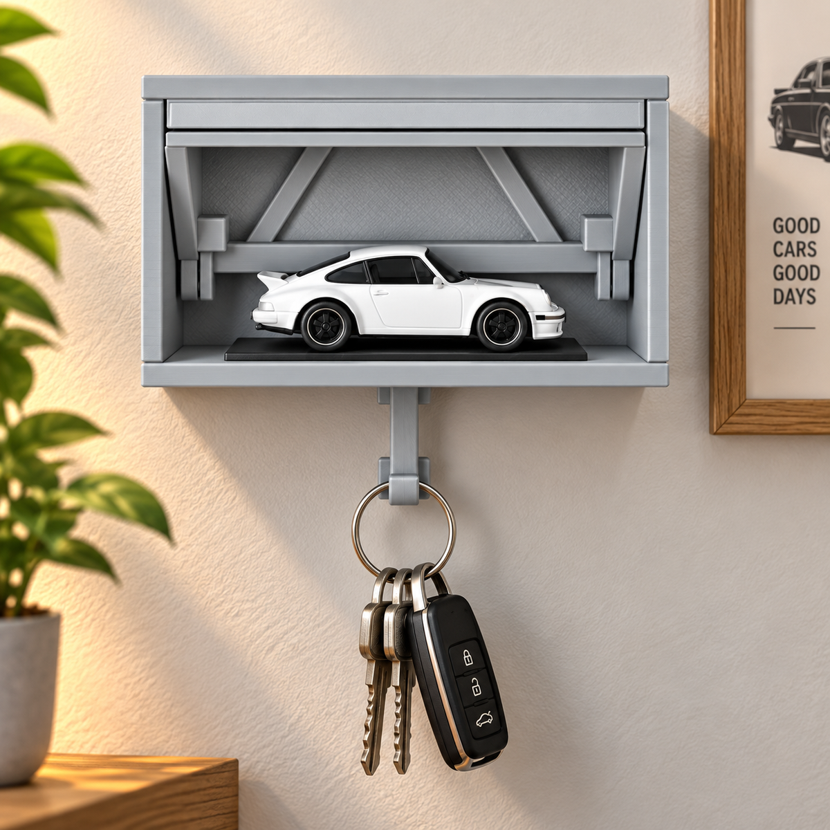 Mini Garage Wall Key Holder – Car Display Shelf & Key Hook