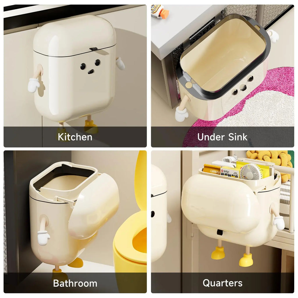 12L Wall Mounted Trash Can with Lid, Hanging Leakproof Waste Bin