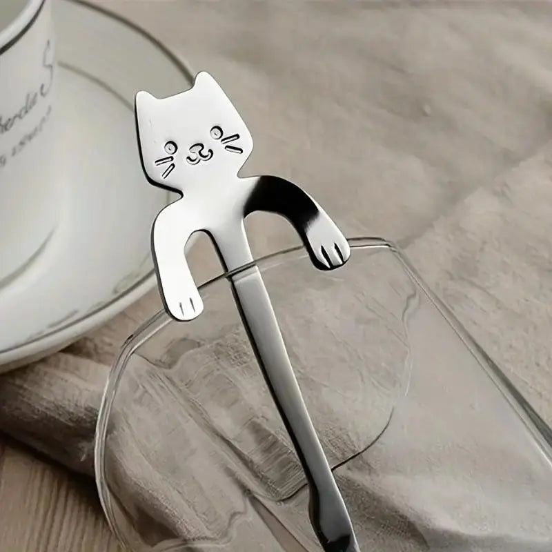 Cute Cat Hanging Spoon – Stainless Steel Coffee Spoon