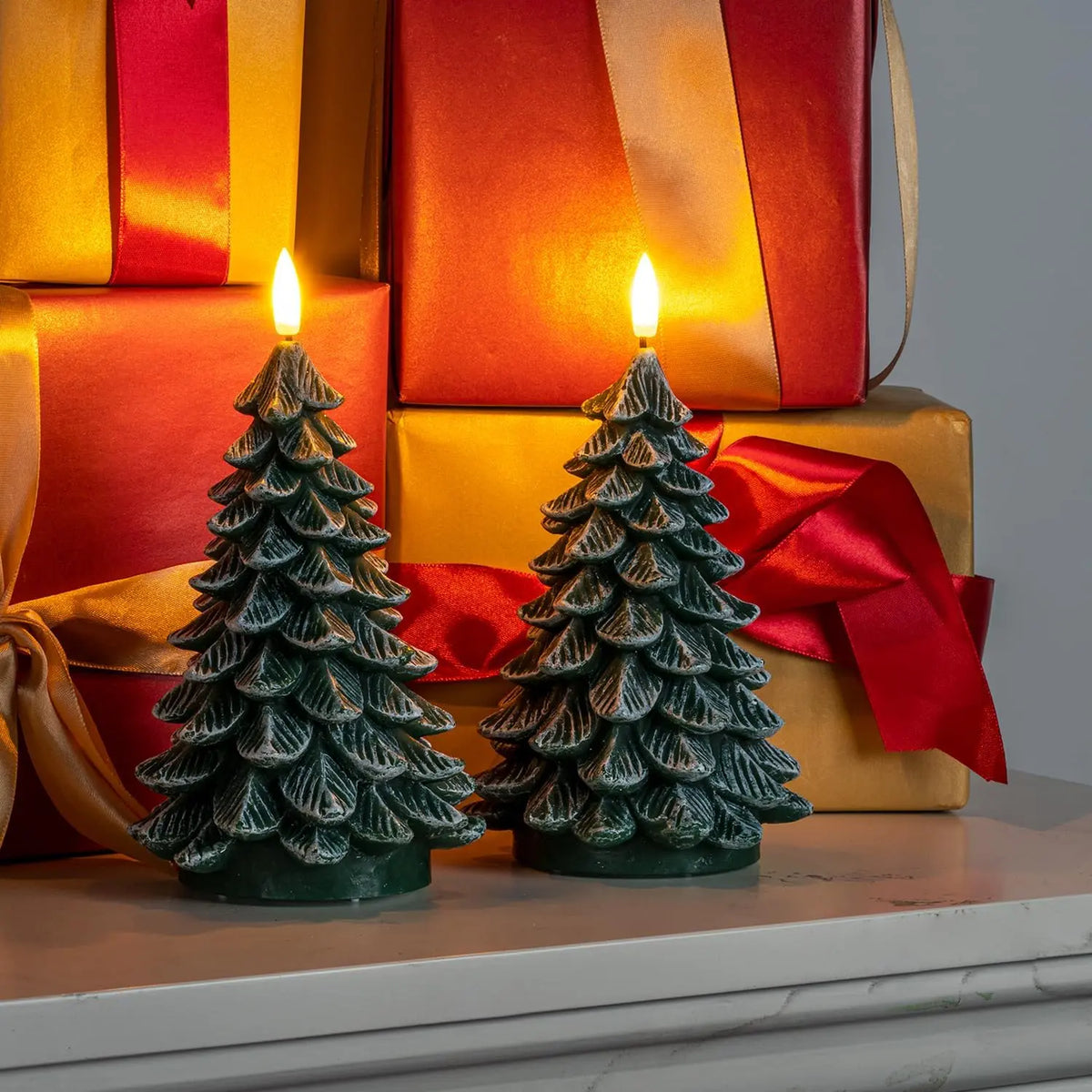 2-Pack Flameless Christmas Tree Candles with Timer