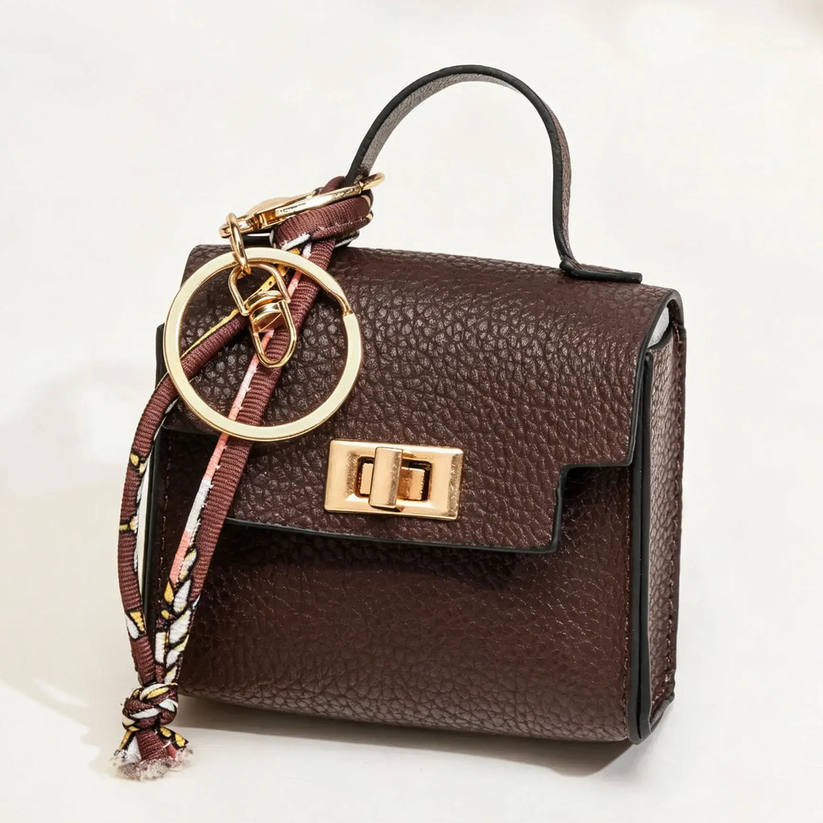 Mini Handbag Charm Keychain with Scarf