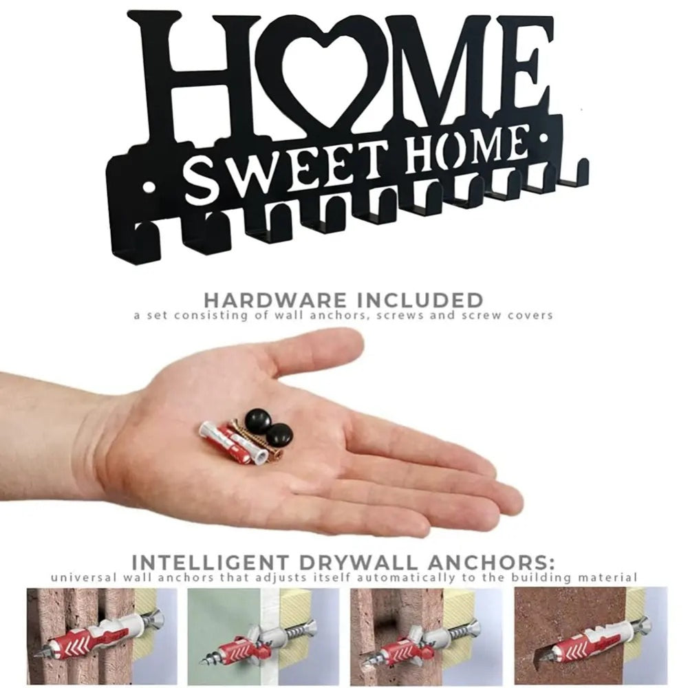 Home Sweet Home Wall-Mounted Key Holder & Entryway Organizer