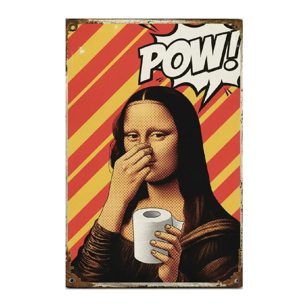 Funny Mona Lisa Bathroom Metal Sign – Vintage Wall Decor