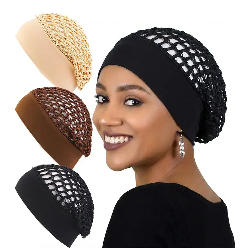 3-Pack Stretchy Wide-Edge Hair Bonnets for Sleeping