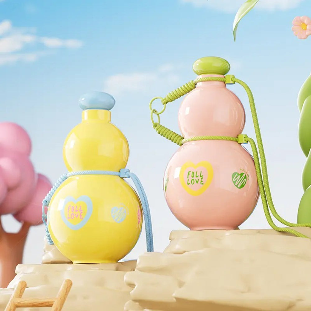 Cute Gourd Water Bottle with Adjustable Strap – Large Capacity