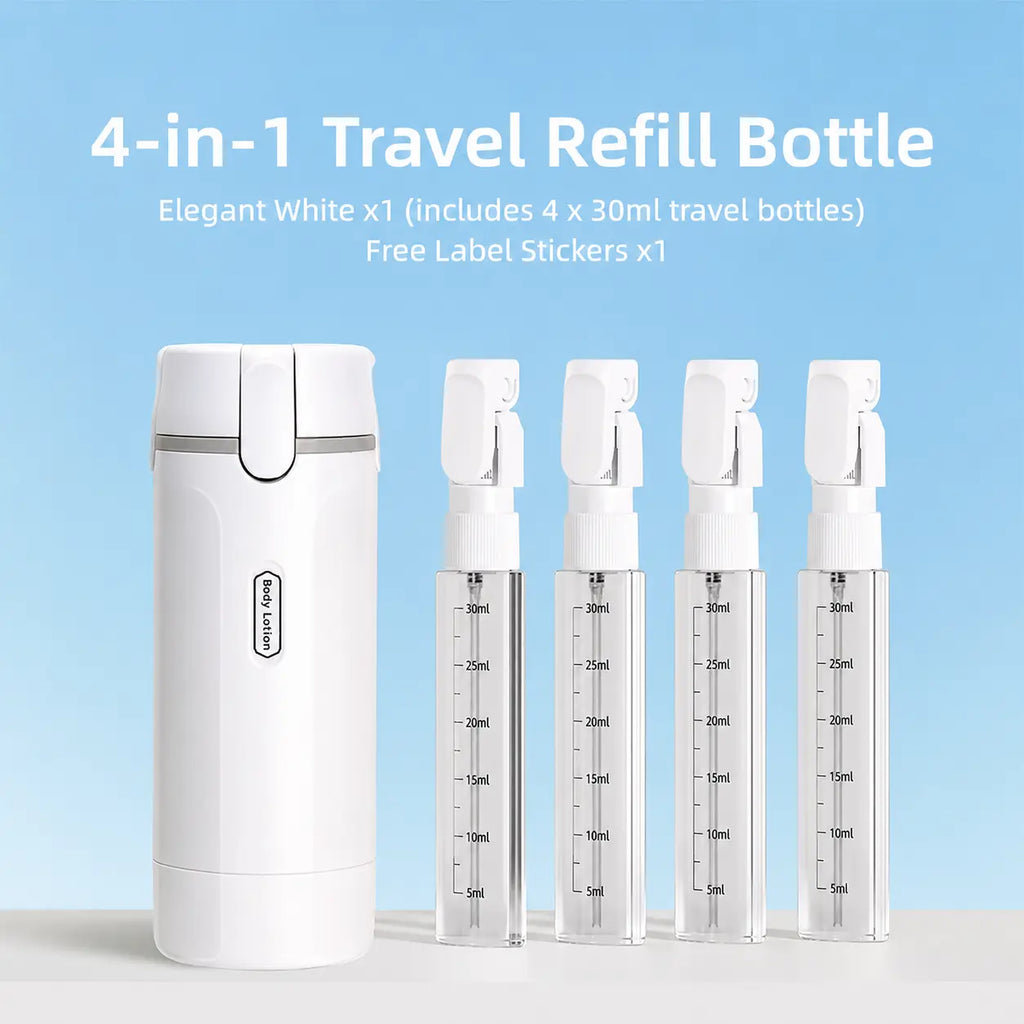 4-in-1 Travel Toiletry Dispenser Bottle – Leakproof Refillable Travel Container