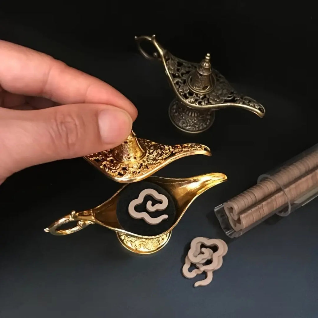 Vintage Genie Lamp Incense Burner with 42 Sandalwood Chips