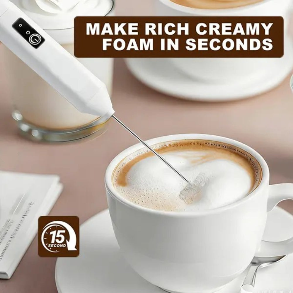 Rechargeable Milk Frother – 3-Speed Handheld Electric Whisk