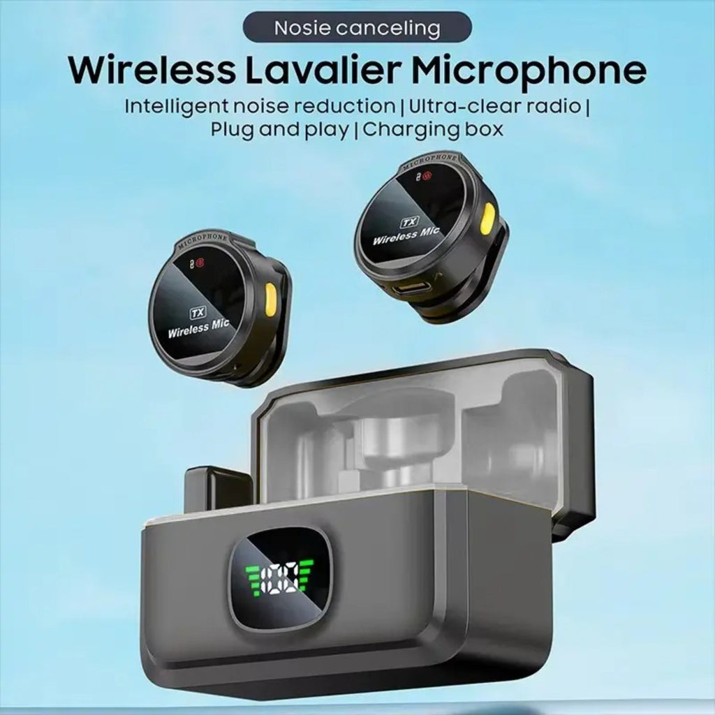 Dual Wireless Lavalier Microphone with Charging Case