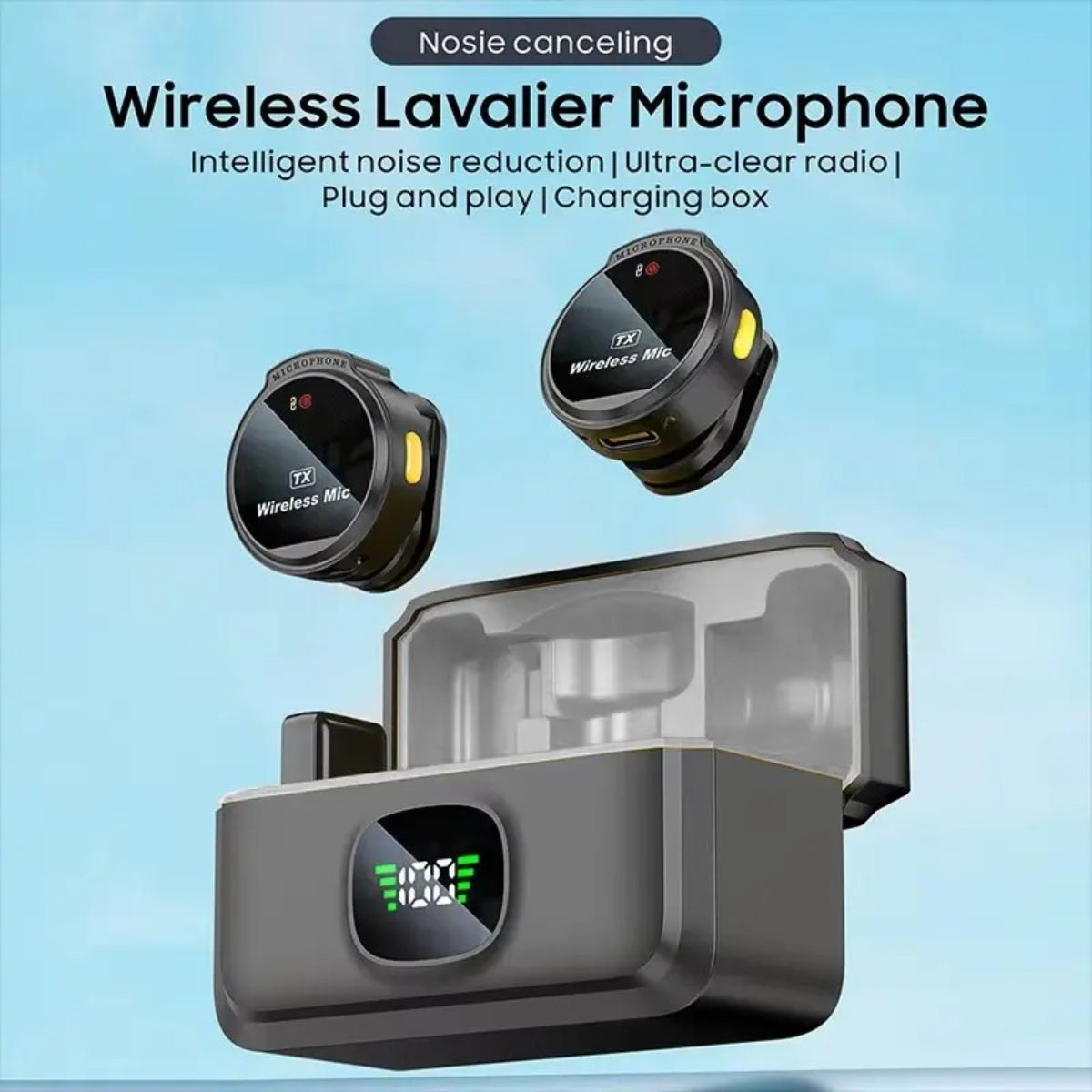 Dual Wireless Lavalier Microphone with Charging Case