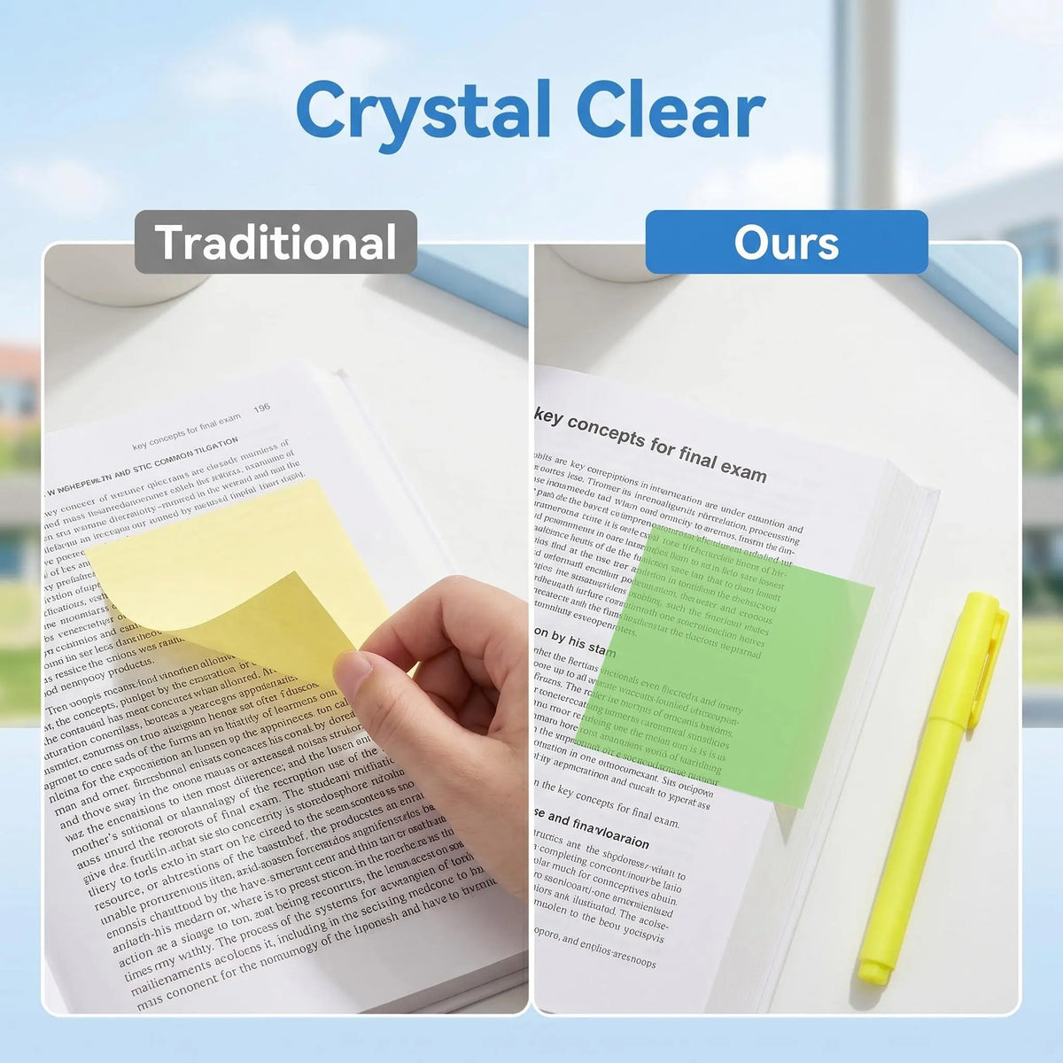 Cute Transparent Glitter Pull-Out Sticky Notes