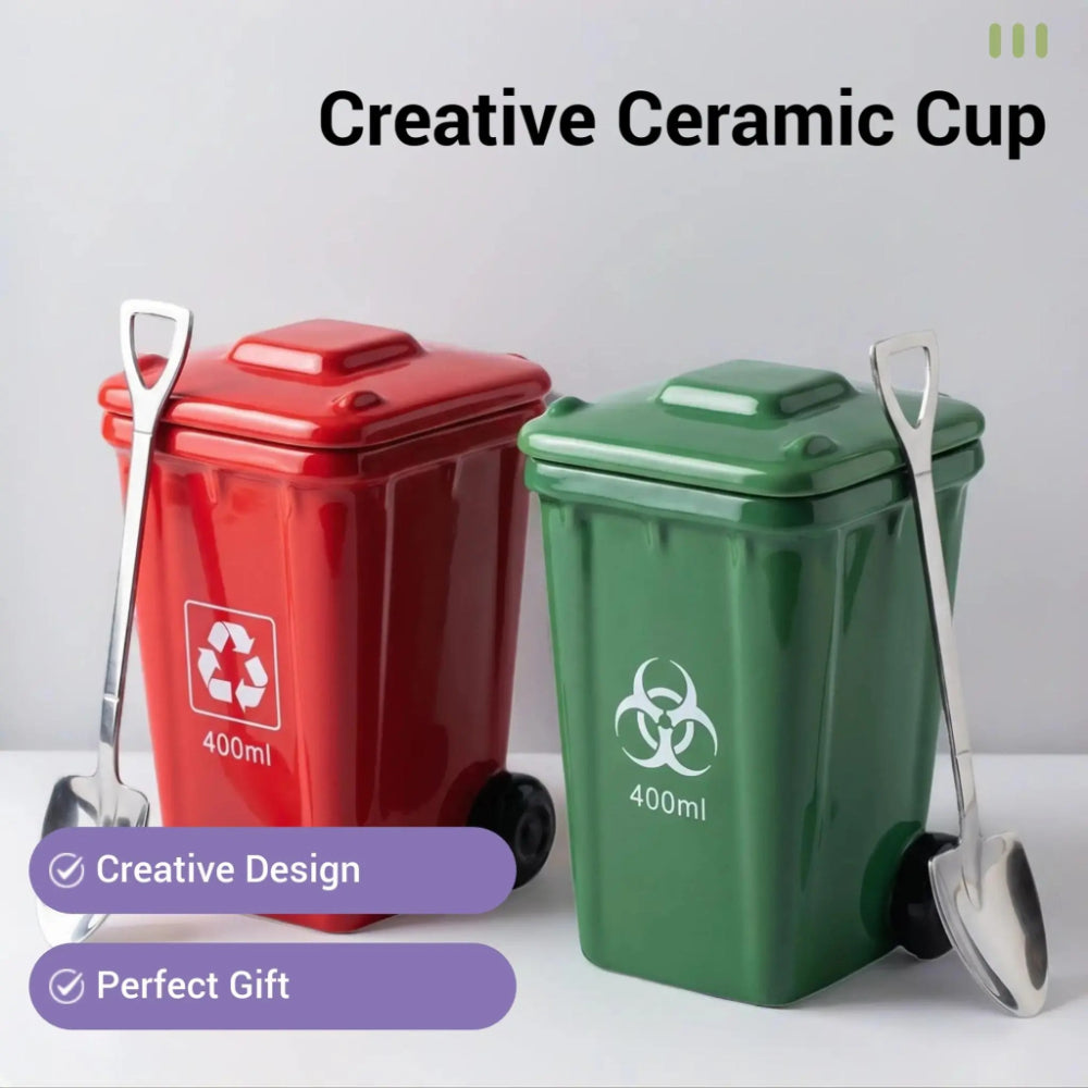 Trash Can Ceramic Mug – Funny Novelty Coffee Cup
