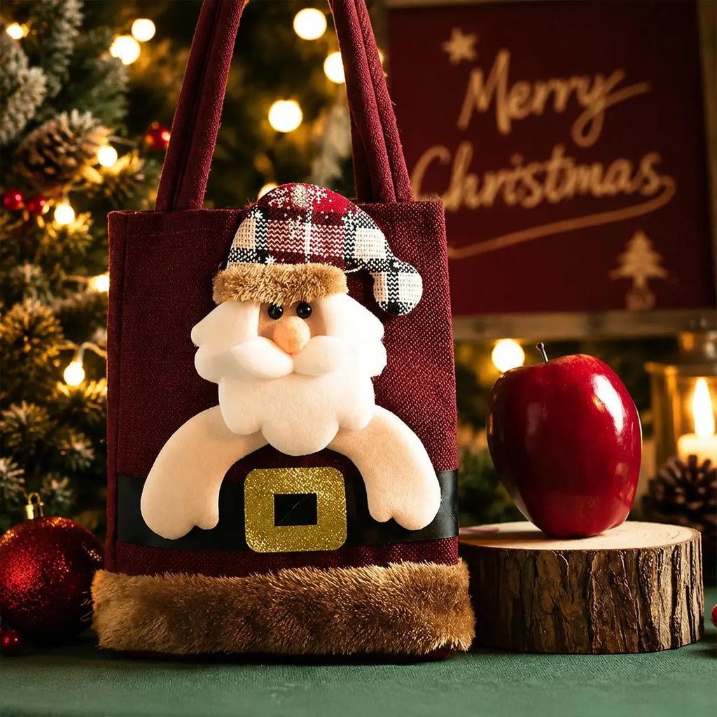 3D Santa Christmas Gift Bag – Reusable Holiday Treat Tote