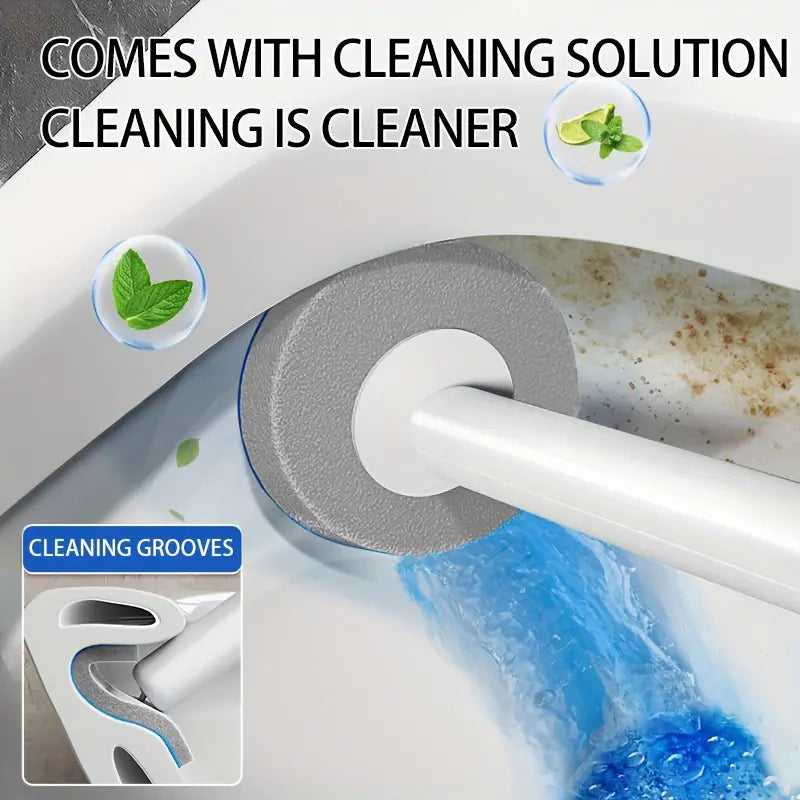Wall-Mounted Toilet Brush Set with Disposable Refill Heads