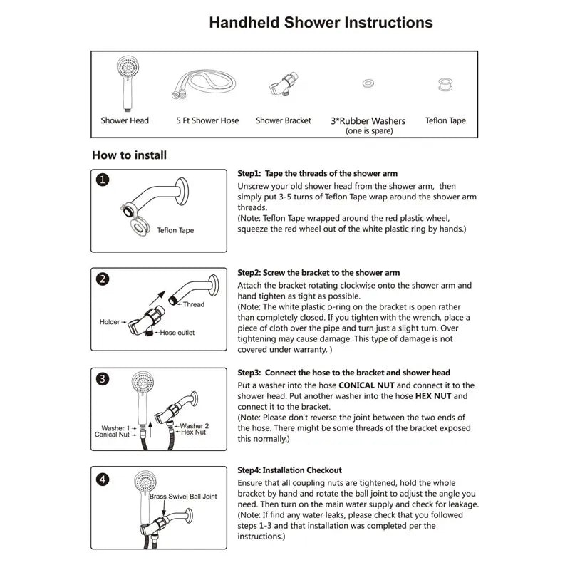 6-Mode High Pressure Shower Head Set with Hose & Holder