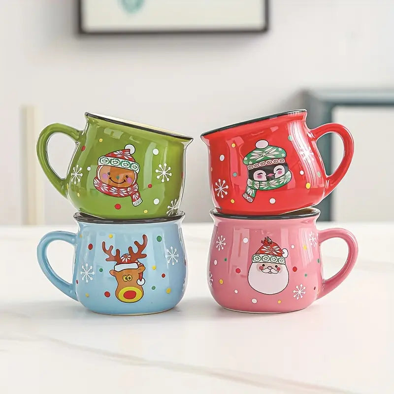 Cute Christmas Ceramic Mug Set – Festive Holiday Coffee Cups