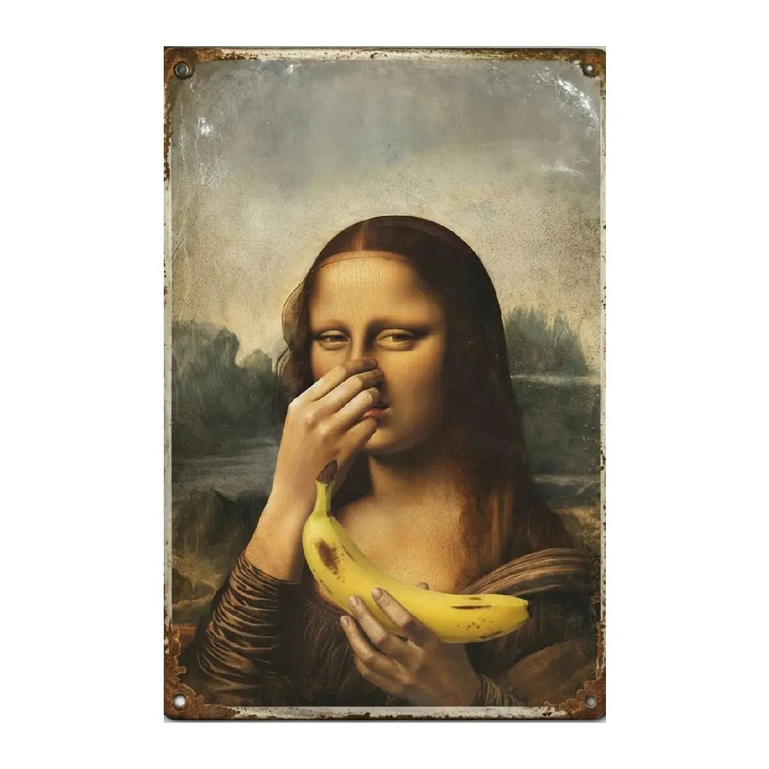 Funny Mona Lisa Bathroom Metal Sign – Vintage Wall Decor
