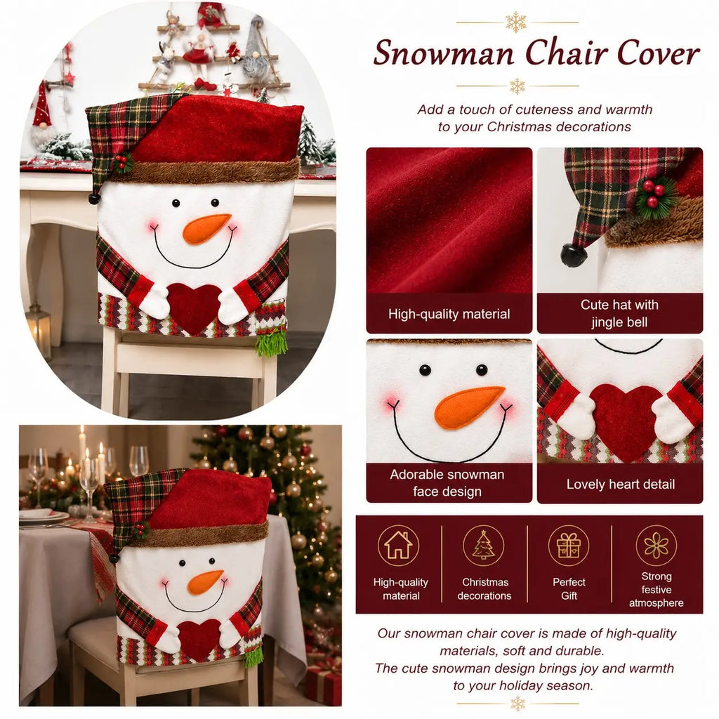 Christmas Character Chair Back Cover – Santa, Snowman & Reindeer