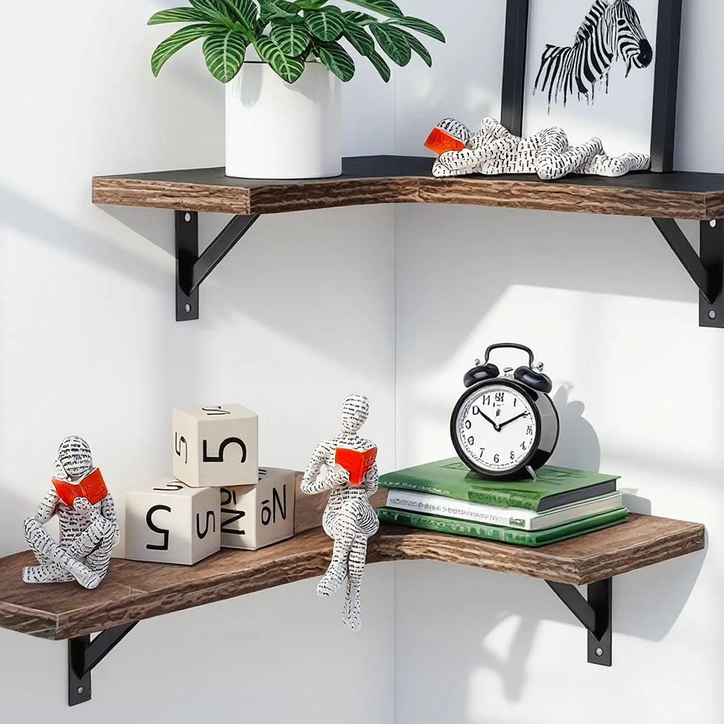 Set of 3 Resin Reading Figurines for Shelf, Living Room, Office & Home Decor