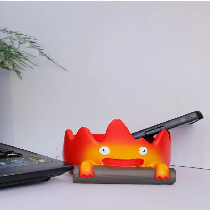 Cute Flame Desk Organizer Tray – Cartoon Key Holder & Desktop Storage Dish