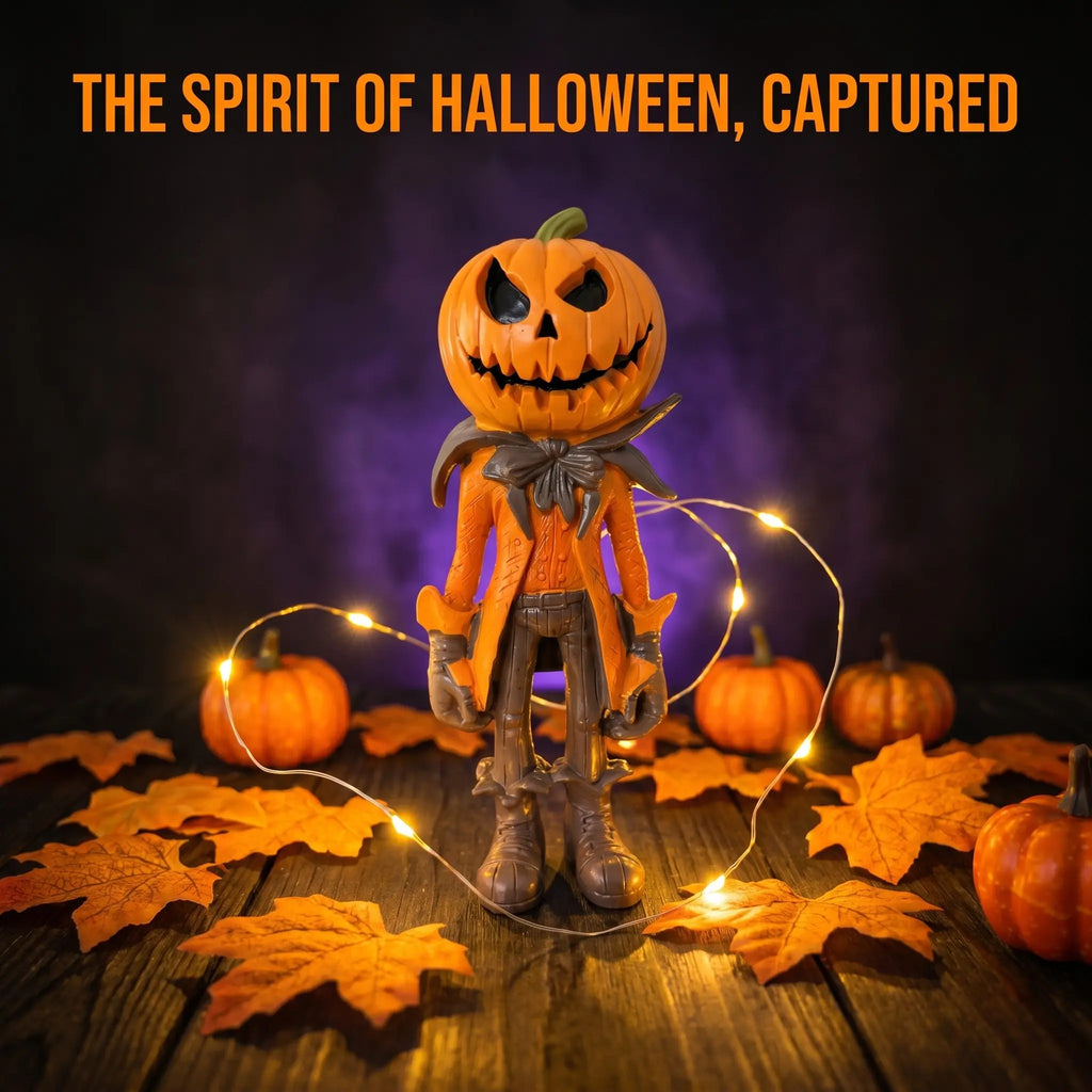 Halloween Pumpkin Man Figurine – Spooky Resin Decor