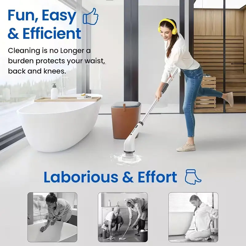 Cordless Electric Spin Scrubber with 8 Brush Heads