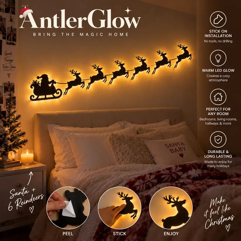 Lighted Santa & Reindeer Christmas Wall Decor