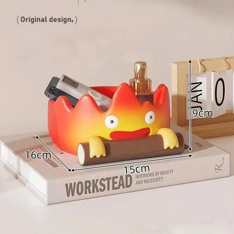 Cute Flame Desk Organizer Tray – Cartoon Key Holder & Desktop Storage Dish