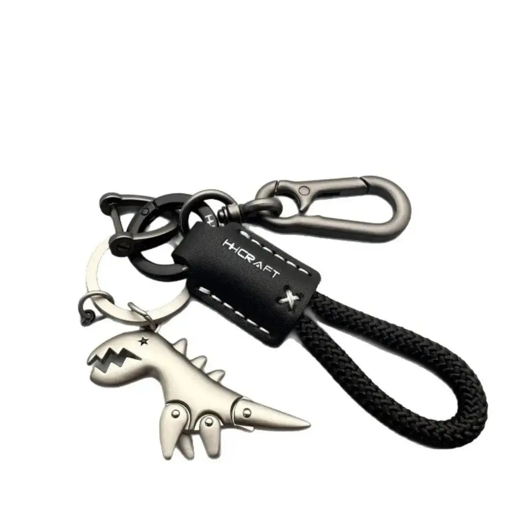 Woven Rope Dinosaur Keychain with Metal Clip