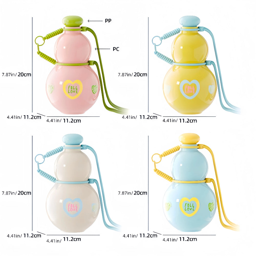 Cute Gourd Water Bottle with Adjustable Strap – Large Capacity