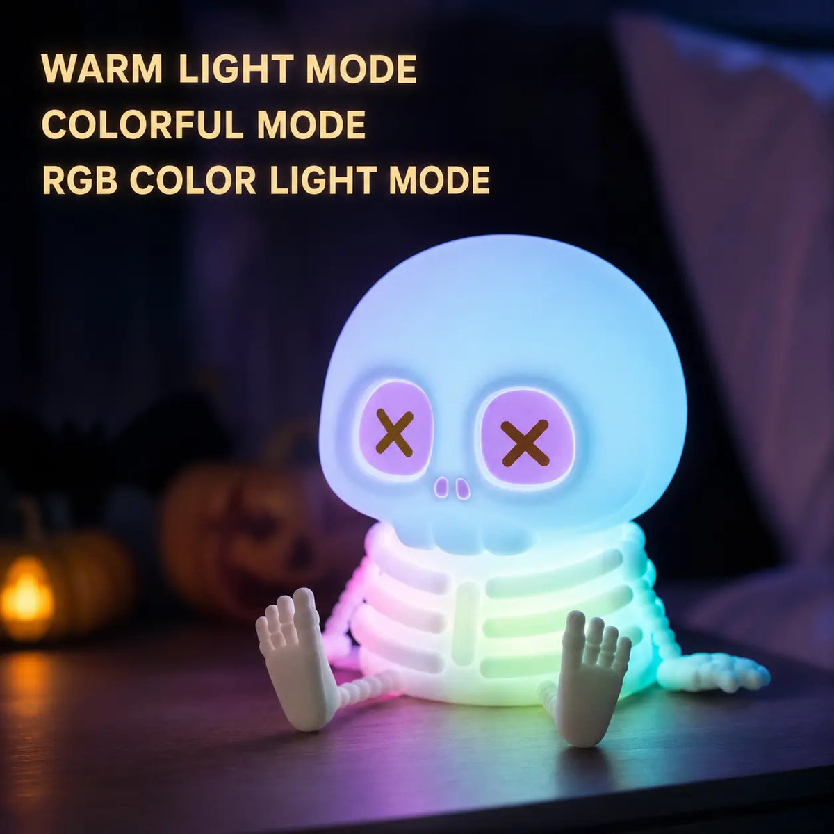 RGB Skeleton Night Light – Rechargeable Halloween Lamp