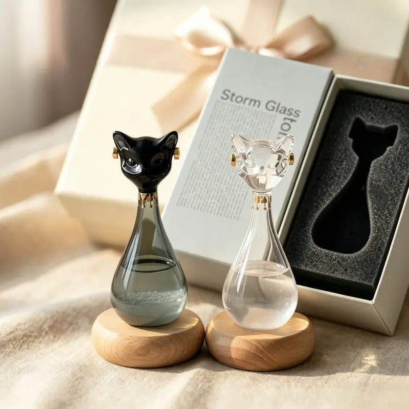 Magic Cat Storm Glass – Crystal Weather Predictor with Gift Box