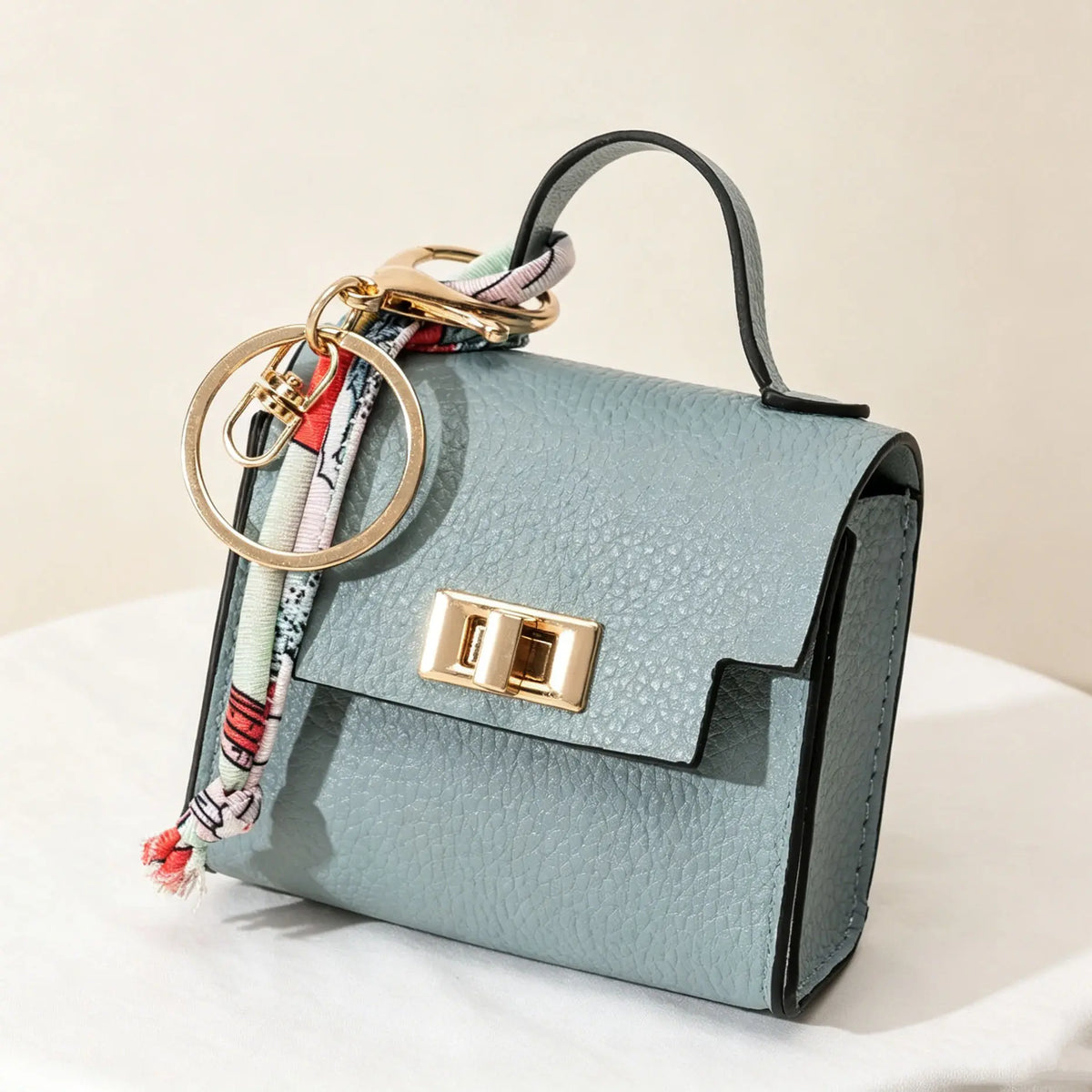 Mini Handbag Charm Keychain with Scarf