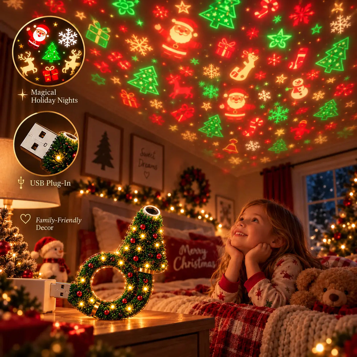 USB Christmas Projector Light – 6+ Holiday Patterns