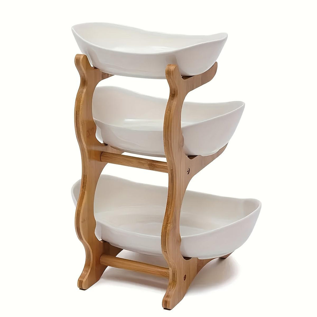 3-Tier Bamboo Fruit Basket Stand | Space-Saving Kitchen Organizer