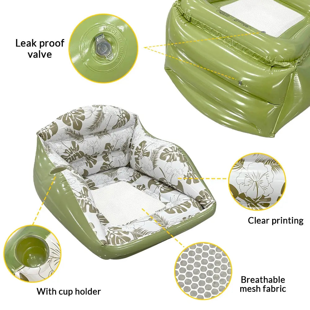 Tropical Inflatable Pool Float Chair with Cup Holder