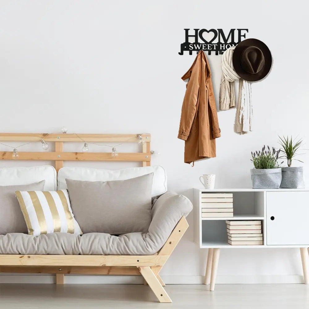 Home Sweet Home Wall-Mounted Key Holder & Entryway Organizer