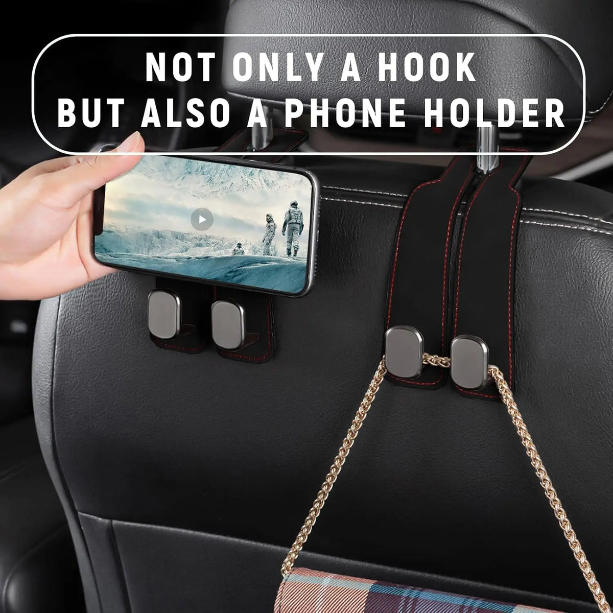 Car Seat Headrest Hook – Double Storage Hook for Bags, Purses & Groceries