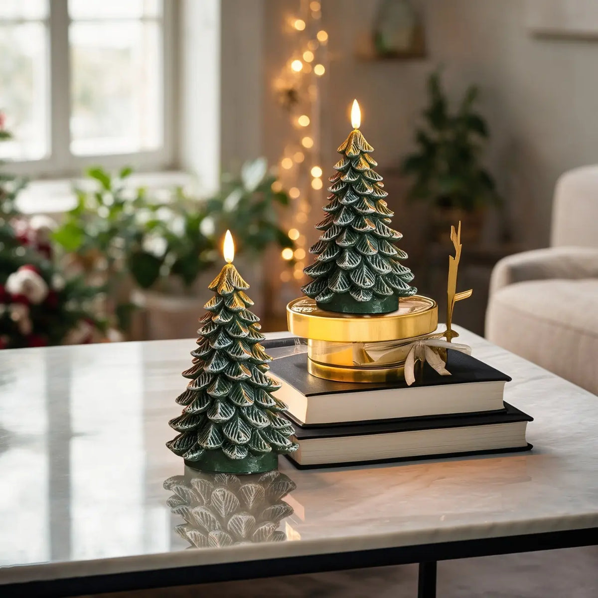 2-Pack Flameless Christmas Tree Candles with Timer
