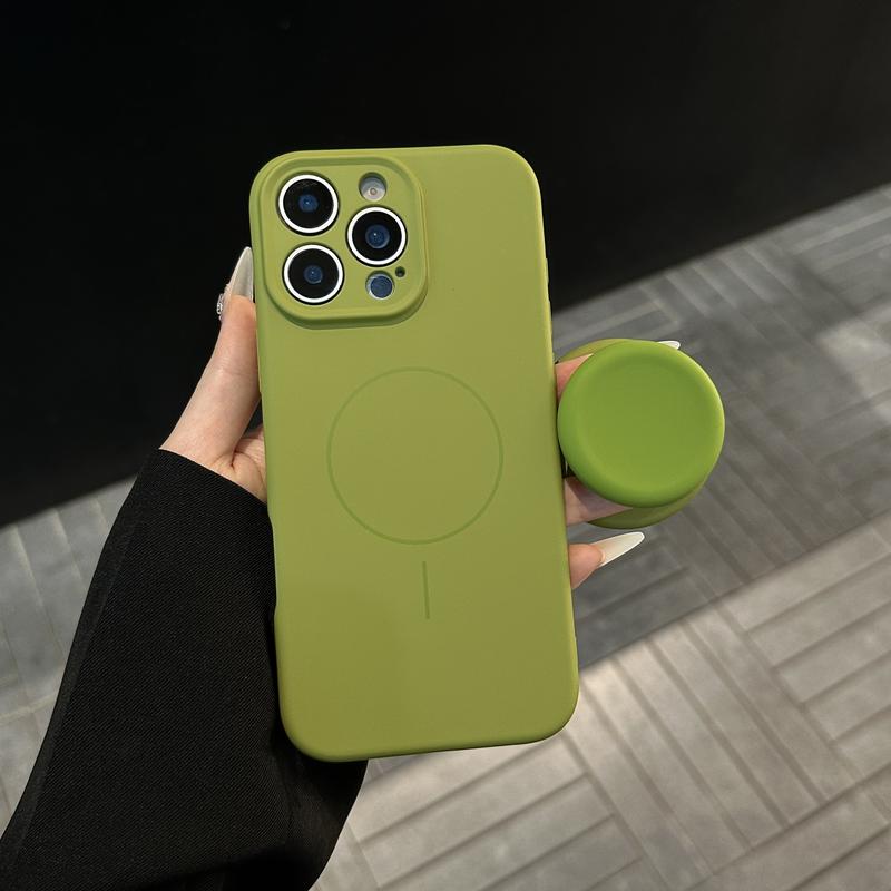 Magnetic Stand Liquid Silicone Full Coverage Phone Case with AI Capture Button