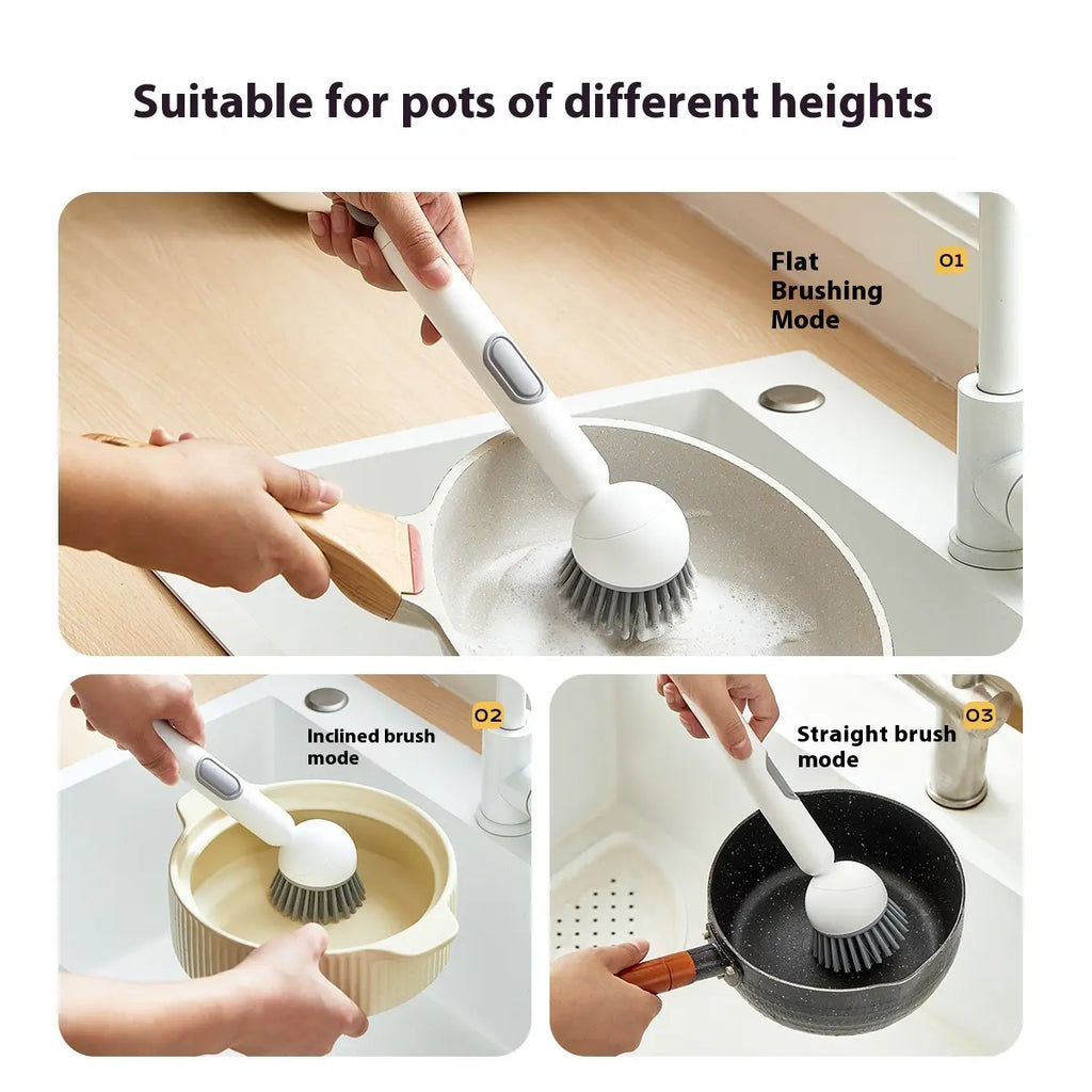 6-in-1 Soap Dispensing Dish Brush – Rotating Kitchen Scrub Brush