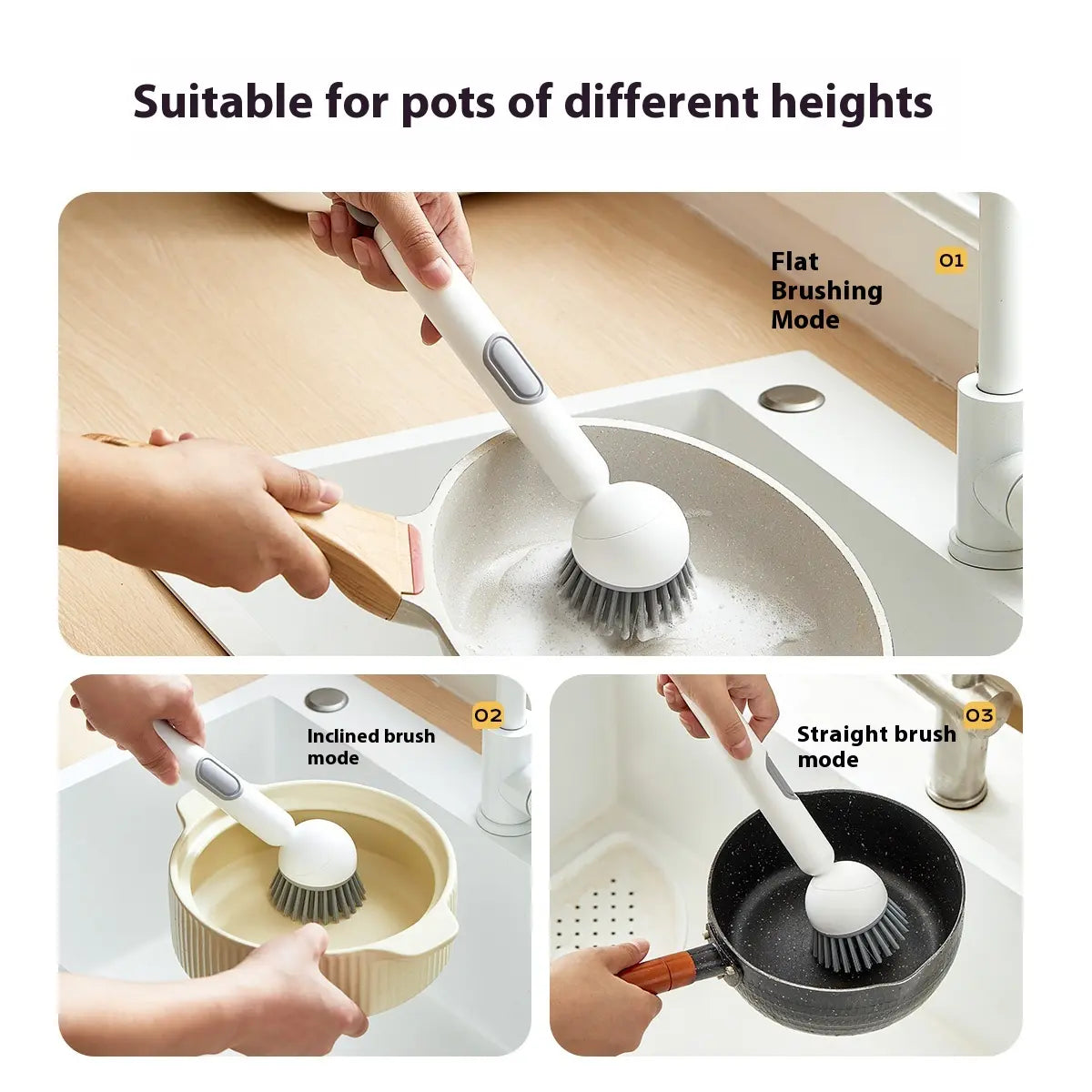 6-in-1 Soap Dispensing Dish Brush – Rotating Kitchen Scrub Brush