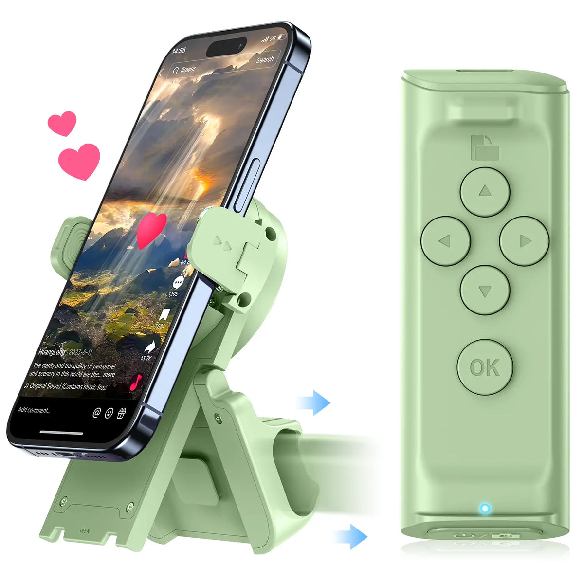 Wireless Phone Scroller Stand – Remote Page Turner & Camera Shutter